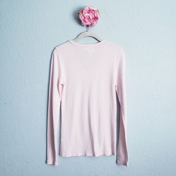 Anthropologie X Michael Stars Twinkle Pink V-neck Long Sleeve Top - Picture 6 of 7